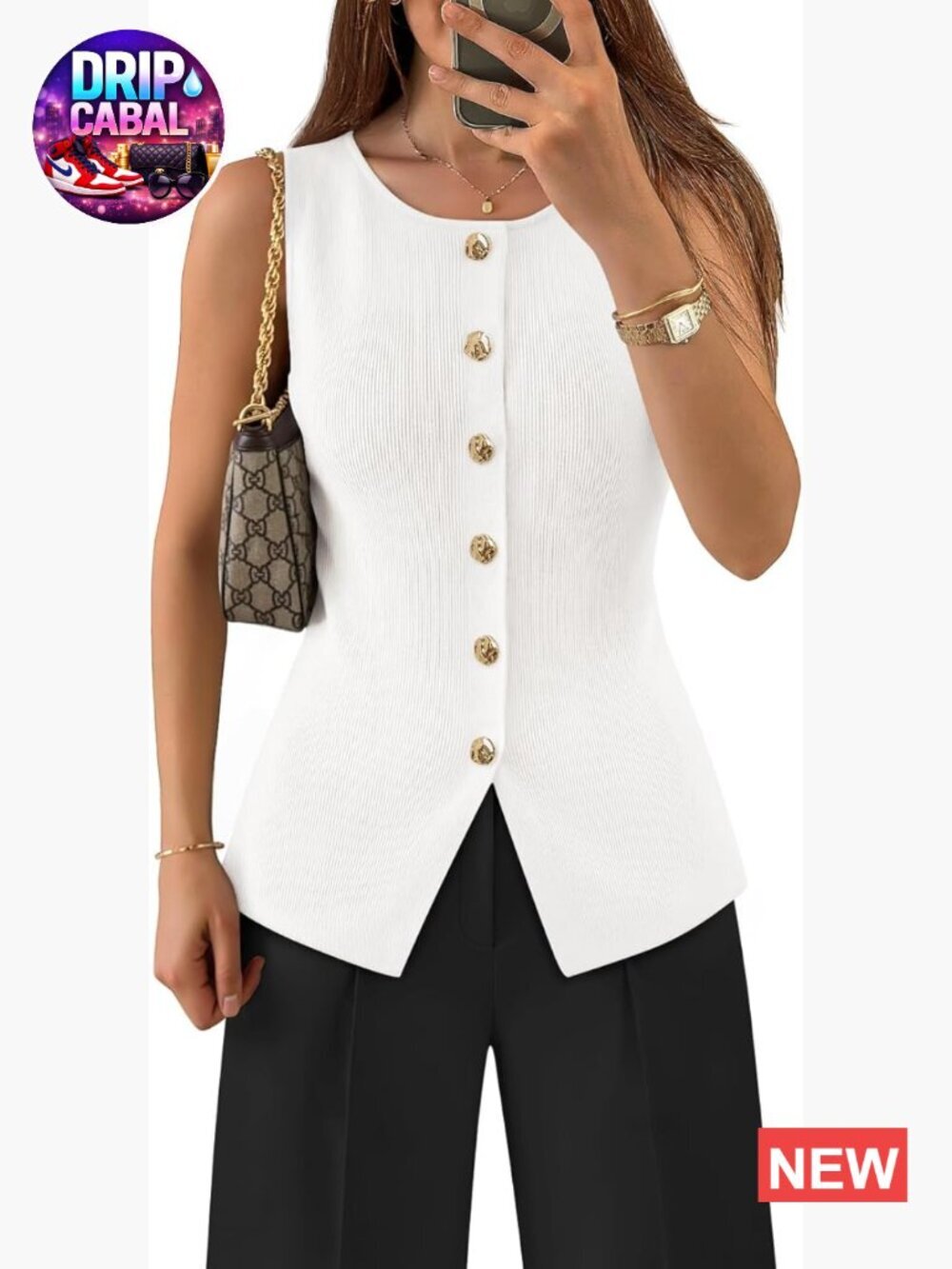 Sleeveless Sweater Vest Button Down Knit Lightweight Tank Top